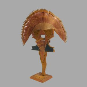 15-25273, Carved wood whimsey polychrome paint a leg brace, 2 tier fans, ATT. to Harvey Kinsey, Lancaster Co., PA. $1,800