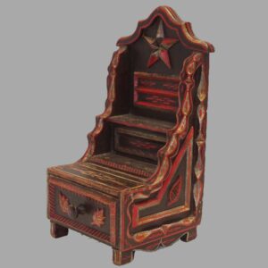 16-26457, Folky wood sewing stand single drawer, carved star, signed J.L. Moak,1881. $1,495