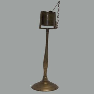 27-15999, Brass kettle lamp baluster shaft, fine workmanship, early 19th century. $2,250