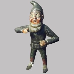 31-22562, Folk art carved wood figure of a standing gnome, painted surface good detail, 19th century. $775