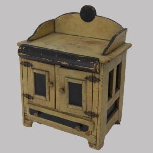 22-5979x, Primitive miniature child's toy cupboard paneled sides, PA, turn of 19th century. $595