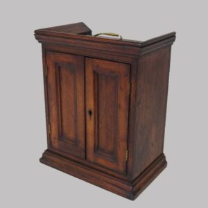 15-24781, Mahogany two door valuables cupboard or spice cupboard, carrying bail, early to mid 19th century. $595