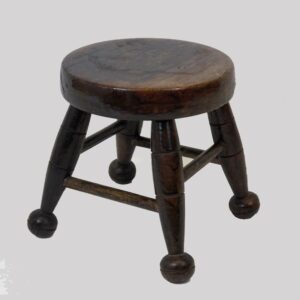 15-24600, Small Windsor turned stool, folky ball foot. $395