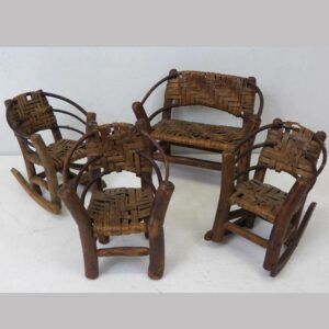 12-21525, 4 Pcs. set of Adirondack furniture, child's or sales sample, late 19th early 20th century. $395