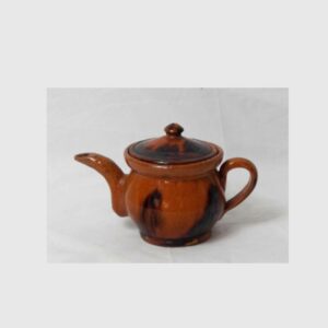 30-20237, Miniature PA redware pottery teapot, black manganese splash decoration, mid 19th century. $2,950