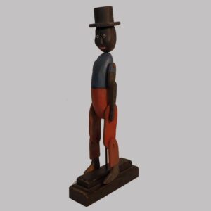 2-14762, Folk art carved whirligig figure of a black gent. with top hat, polychrome painted, 20th century. $395